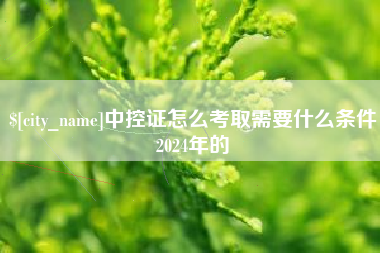 张北中控证怎么考取需要什么条件2024年的